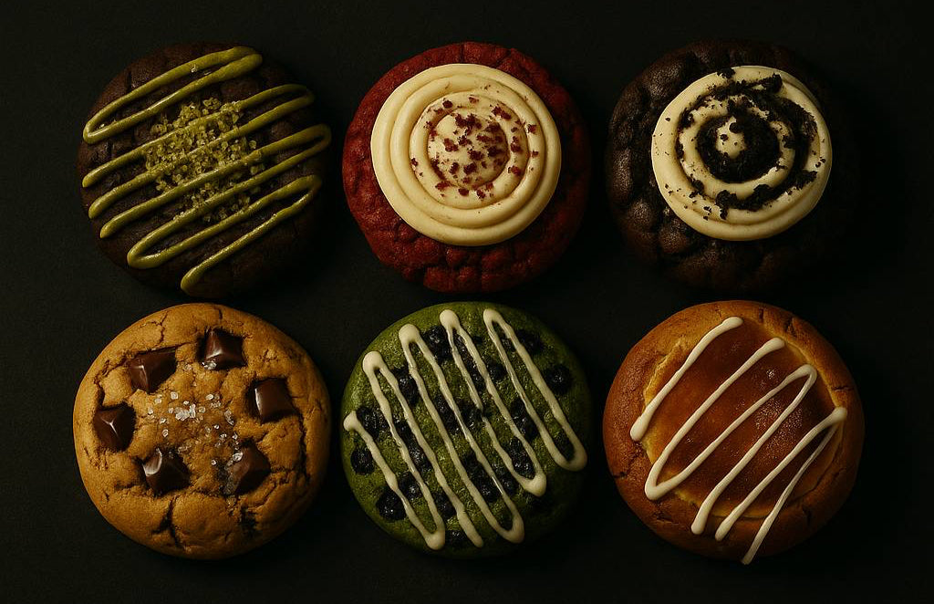 Selection of cookies by the cookie cult on a black background